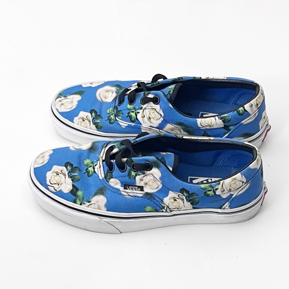 VANS ERA Blue White Rose Romantic Floral Lace Up Low Tow Shoes Women’s Size 7 - Picture 5 of 14